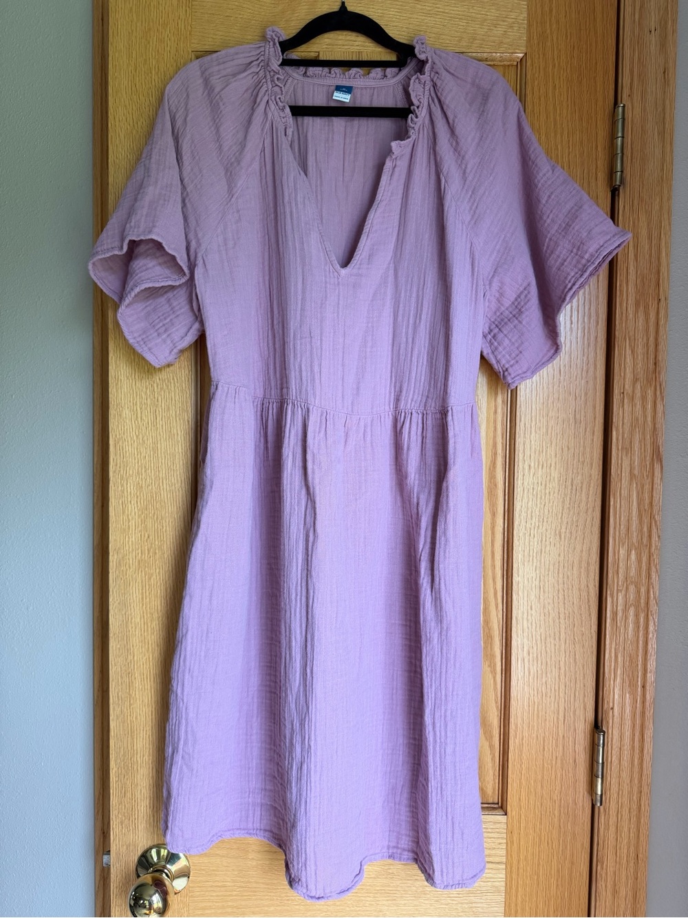 Old Navy Crinkle Gauze Split Neck Mini Swing Dress Mauve Purple M Tall Boho